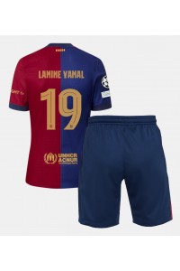 Barcelona Lamine Yamal #19 Jalkapallovaatteet Lasten Kotipeliasu 2024-25 Lyhythihainen (+ Lyhyet housut)